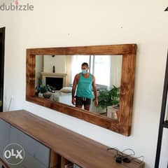 Rustic rectangular wall mirror مراية مستطيل خشب معتق