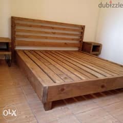 King size vintage wood bed تخت مجوز خشب 0