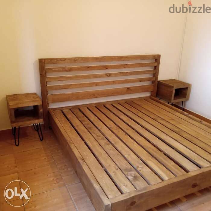 King size vintage wood bed تخت مجوز خشب 1