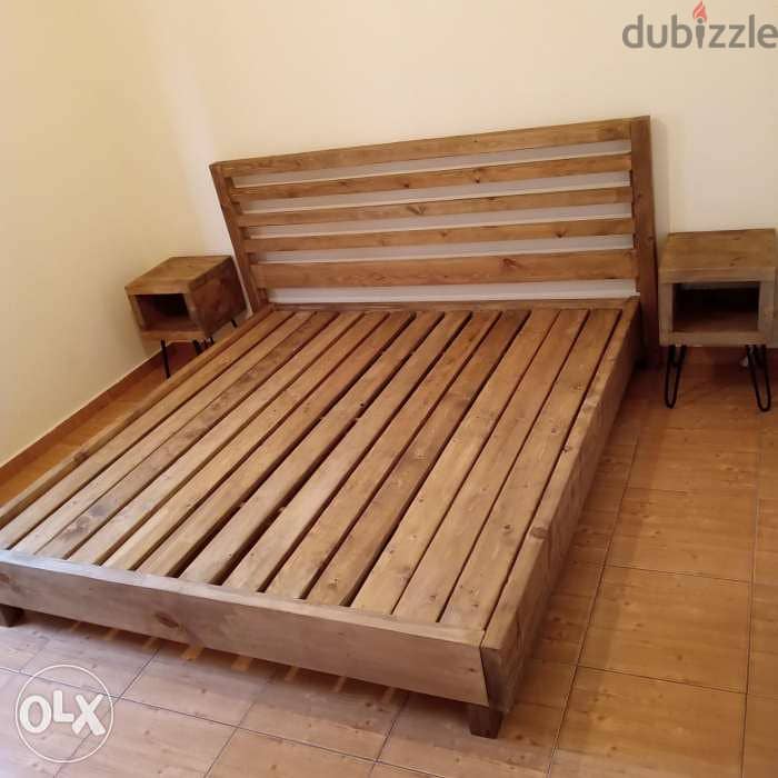 King size vintage wood bed تخت مجوز خشب 2