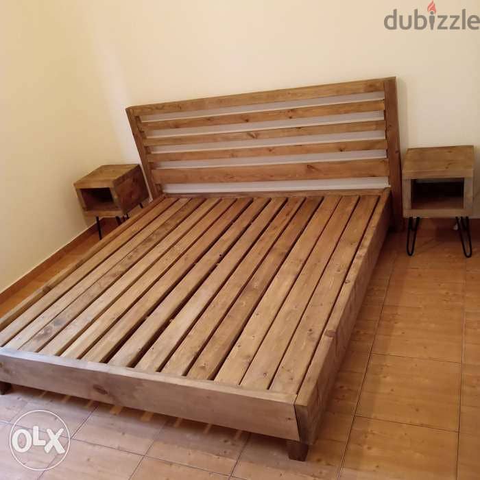 King size vintage wood bed تخت مجوز خشب 3