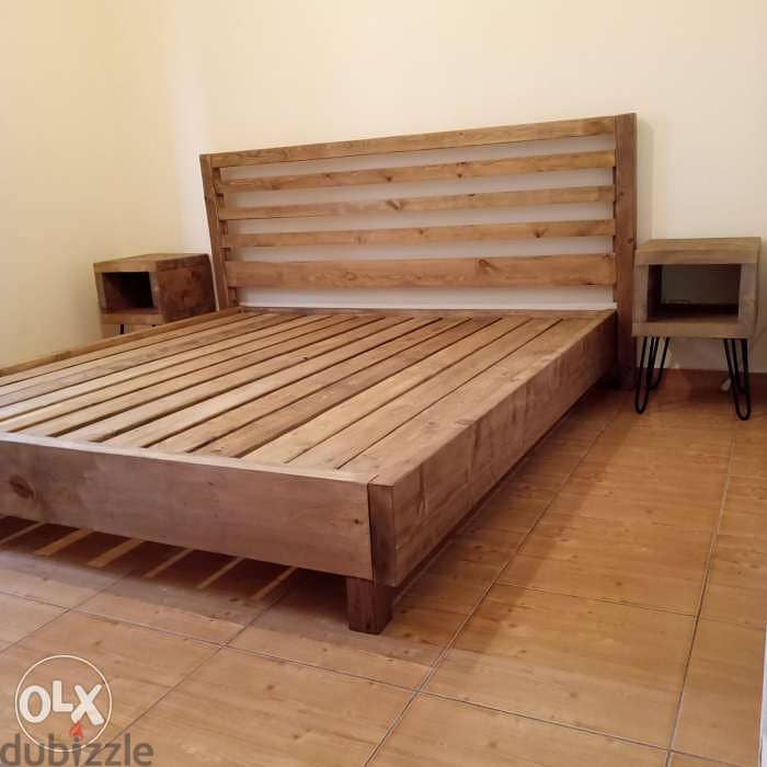 King size vintage wood bed تخت مجوز خشب 5