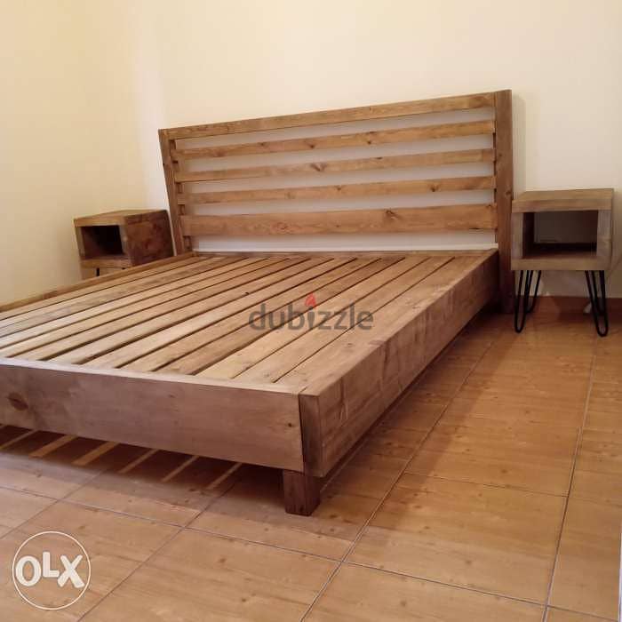 King size vintage wood bed تخت مجوز خشب 7