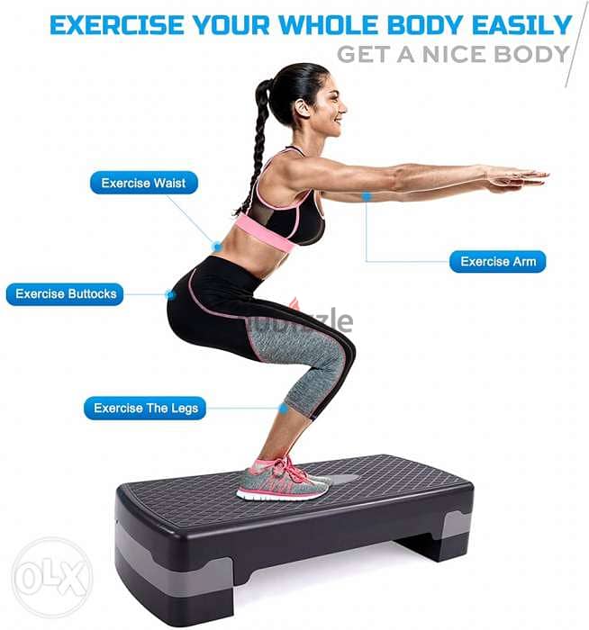 Fitness Aerobic Step Platform Adjustable Exercise Stepper 0