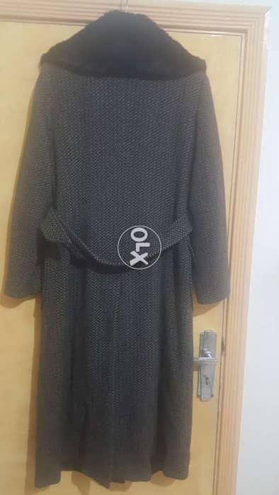 CASPI Wool coat with fur medium large معطف جوخ مع قبة فرو 2