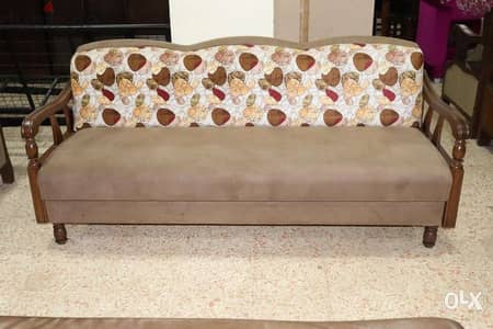 Sofa 3 seats صوفا خشب زين اسفنج باب اول مع صندوق