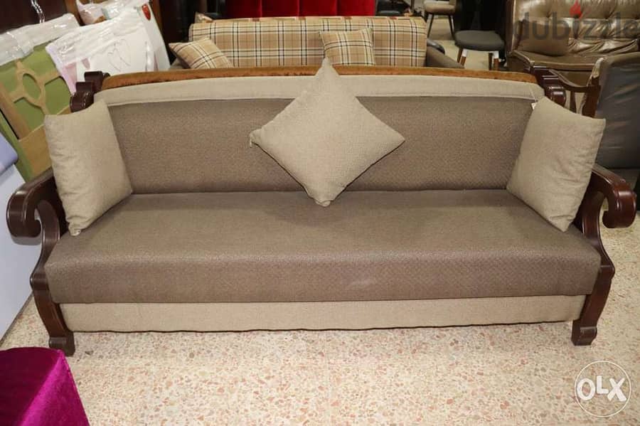 Sofa 3 seats صوفا خشب زين اسفنج باب اول مع صندوق 2