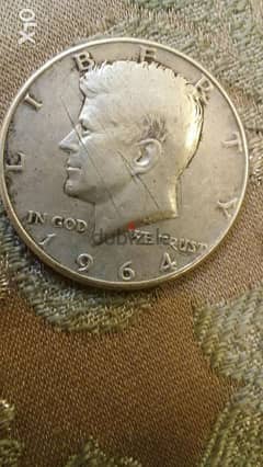 Half USA Dollar Silver year J. F. Kennedy year1964 0