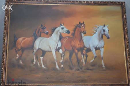 big oil paint horses painting