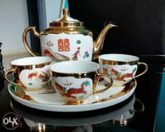 Vintage Chinese porcelain - gold--dragon & Phoenix tea set