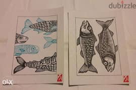 2 fish drawings