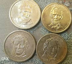 Four Memorial USA Historical President One Dollar Coins