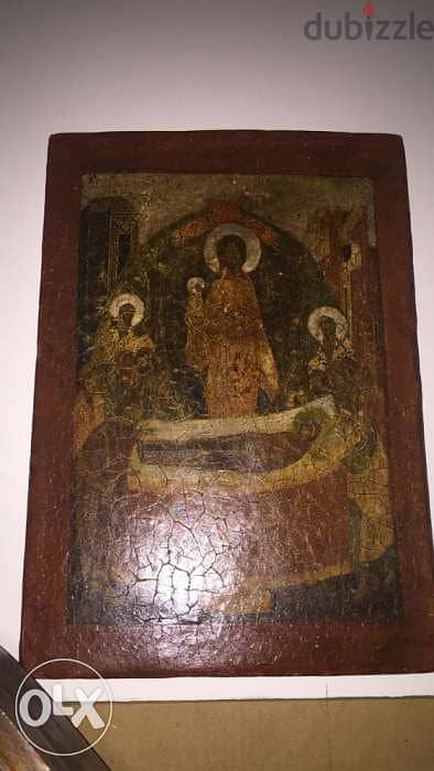 antique 18th century icon dormition