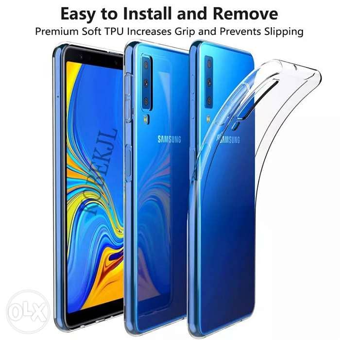 For Samsung Galaxy A7 2018 Transparent Silicone Soft Case Back Cover 0