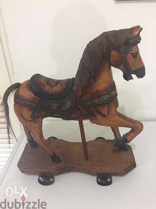 antique wooden Persian horse 0