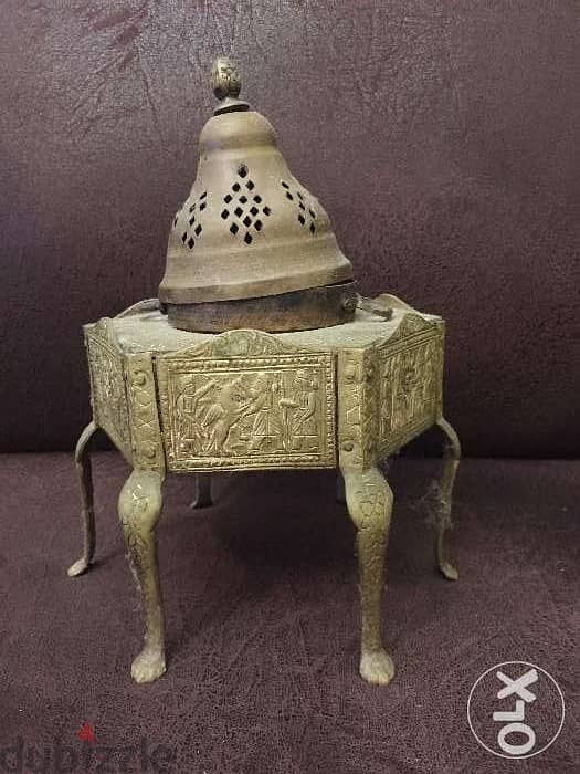 مبخرة تراثية نحاس قديم Old brass incense burner heritage 0