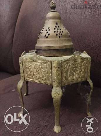 مبخرة تراثية نحاس قديم Old brass incense burner heritage 3