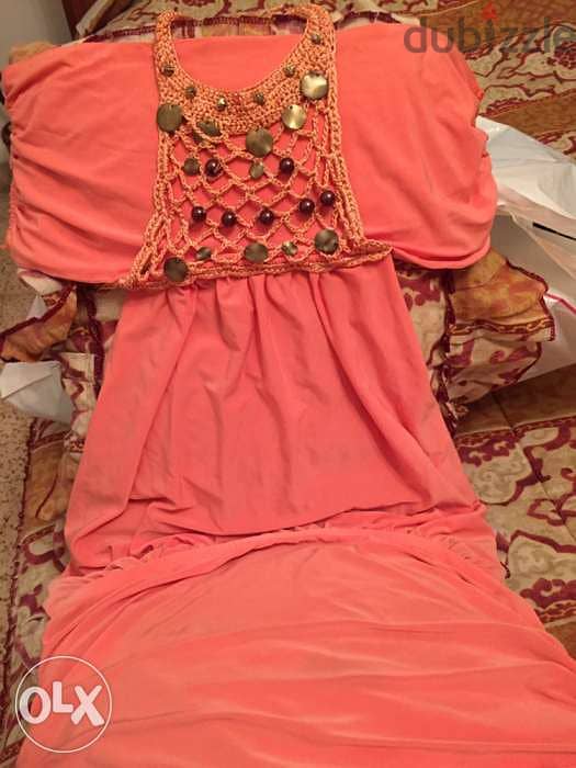 Pink orange wonderful dress. size small فستان زهري 1