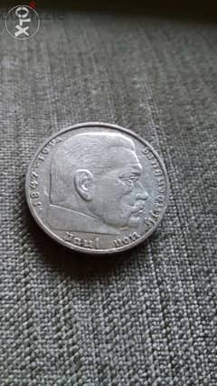Nazi German Hitler two Mark Silver Coin year 1939