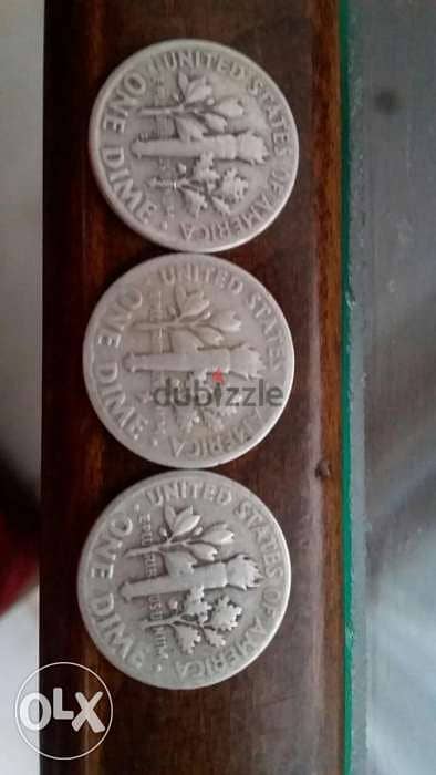 3 silver USA Rosvelt Dimes year 1946 & 1954& 1958 1