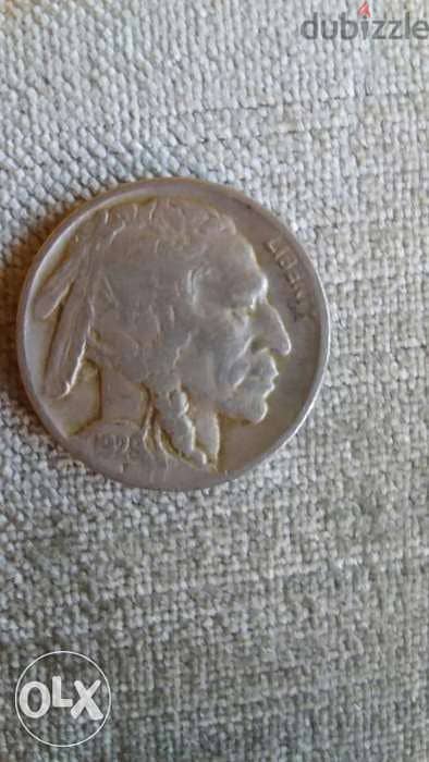 Two USA Buffalo Indian Head Five cents Nickel year 1929 1