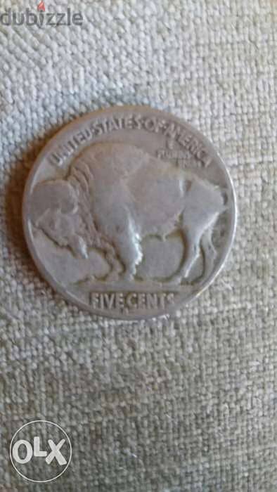 Two USA Buffalo Indian Head Five cents Nickel year 1929 2