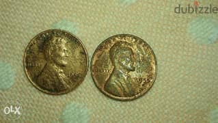 Two USA Lincoln Wheat Cents 1954 D & 1955 D 0