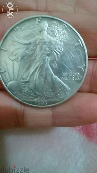 USA 1 Dollar Silver 1 ounze Dancing Liberty Coin year 1995 0