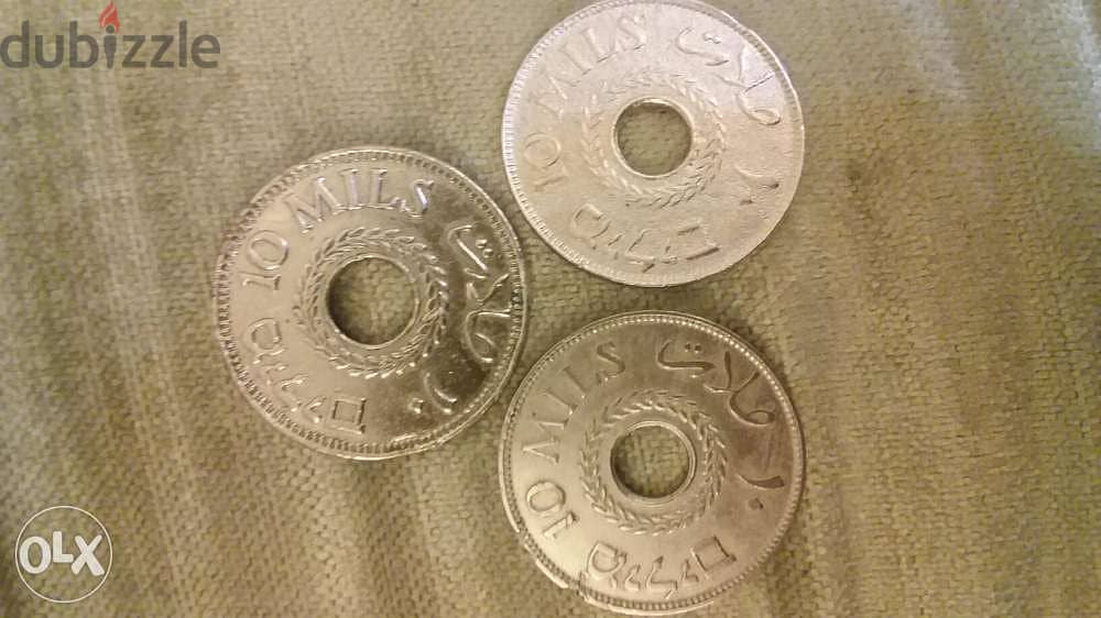 Set of 3 Palestin Coins 10 mil yea 1927 & 1939 & 1940 1