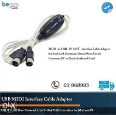 Bepro MIDI to USB MIDI Interface 1X1,USB MIDI Converter