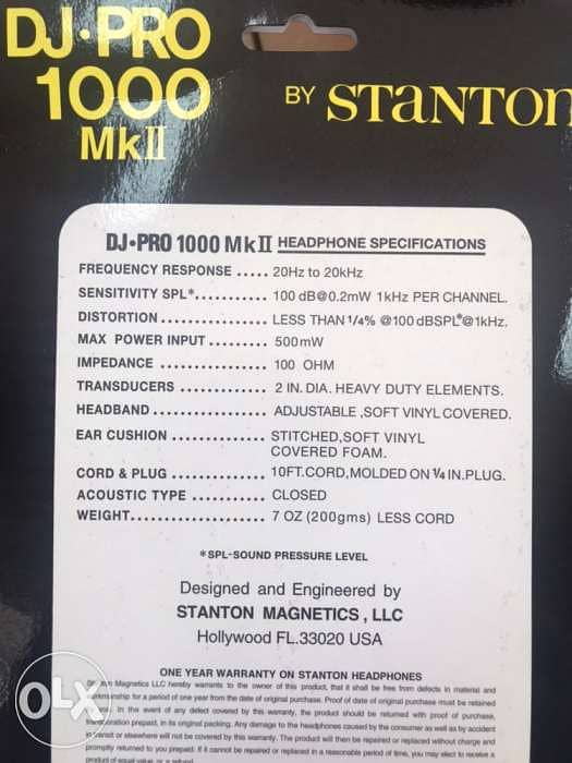 Stanton Headphones DJ pro1000mkII made in USA 2