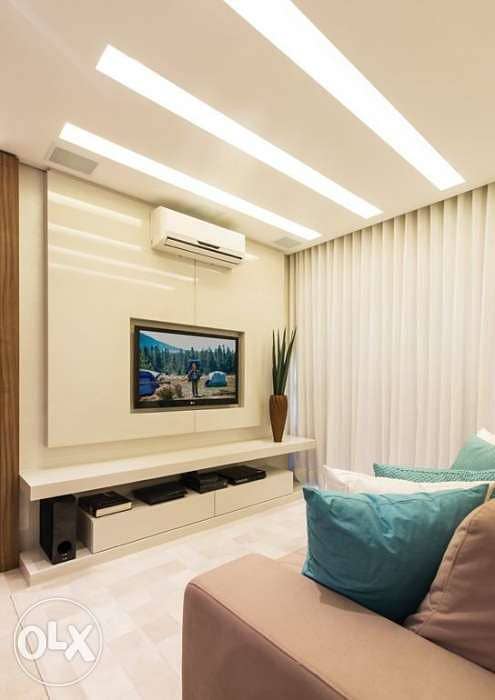 تركيب جبسم بورد مودرن مع دهان وكهربا Contracting gypsum board modern 2