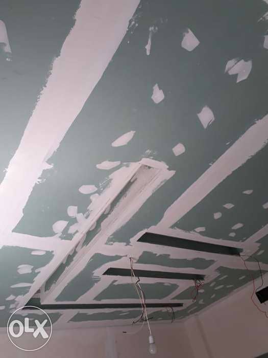 تركيب جبسم بورد مودرن مع دهان وكهربا Contracting gypsum board modern 4