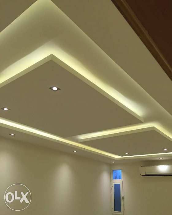 تركيب جبسم بورد مودرن مع دهان وكهربا Contracting gypsum board modern 5