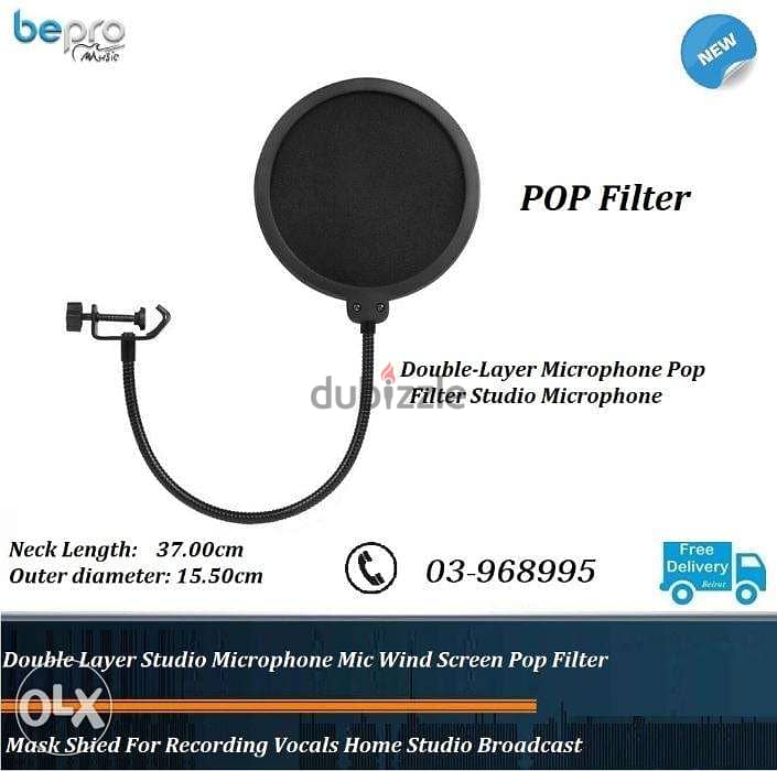 Double-Layer Microphone Pop Filter Studio Microphone Round Shape Wind 0
