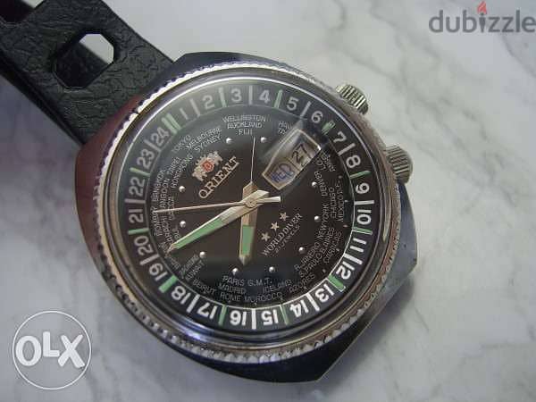 Rare 1970 s Orient WORLD DIVER GMT Automatic Oversize Watch