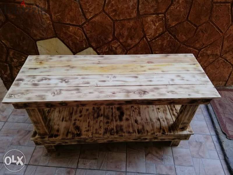 Indoor outdoor table wood rustic home صاولة خشب محروق للمنزل والحديقة 4