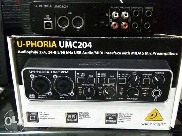 Behringer U-Phoria UMC204HD USB Audio Interface with Midi I/O 3