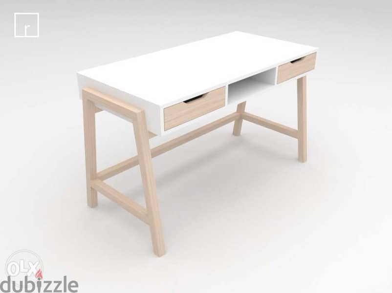 Wood desk with two drawers 1