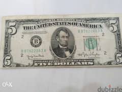 USA Five Dollars Banknote Error Cut year 1950