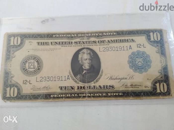 USA Ten Dollars Jackson mint Fedral Bank Reserve Banknoteyear 1914 0