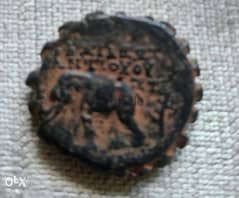 Ancient Greek Seleukid Bronze Coin for Antiochos VI Dyionsus