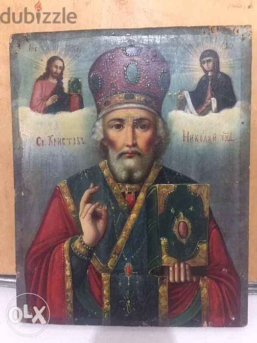 antique Russian icon st Nicolas 0