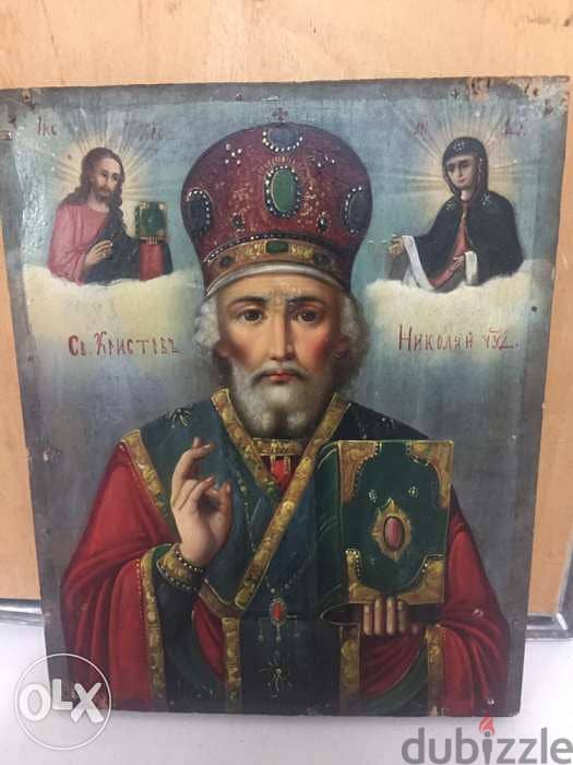 antique Russian icon st Nicolas 1
