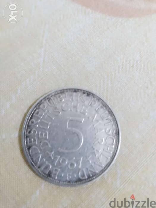 German Deutschland silver Coin of Bonduszrepublic year 1961 1