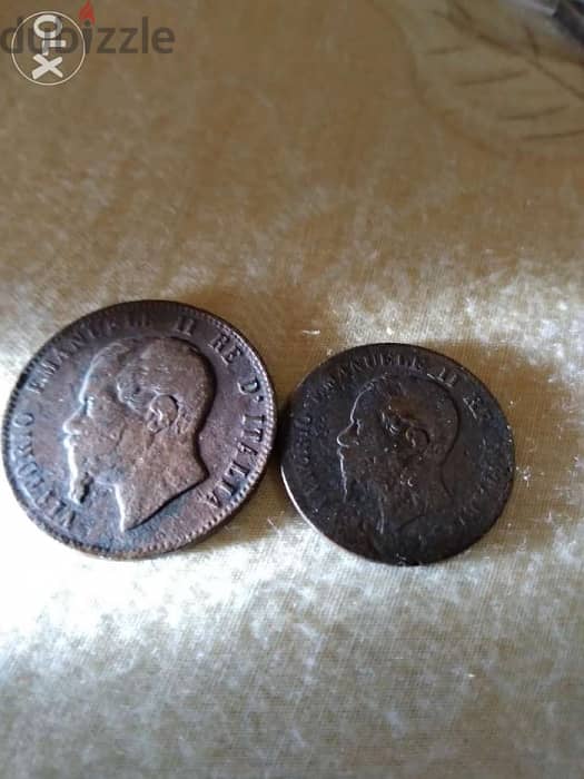 Set of two Napoleon III Bronze Coins year 1863 0