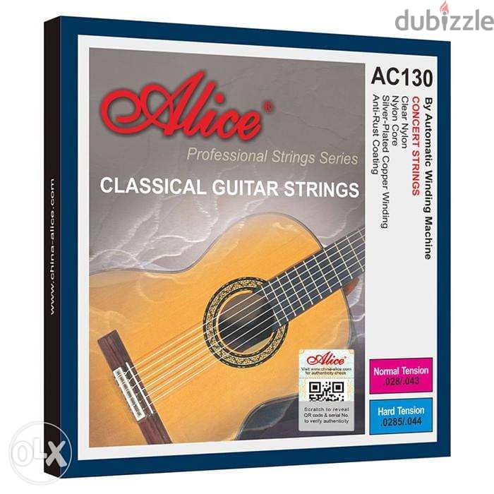 Alice AC 130 Classical Guitar Strings Clear Nylon Silver-plated Copper 3
