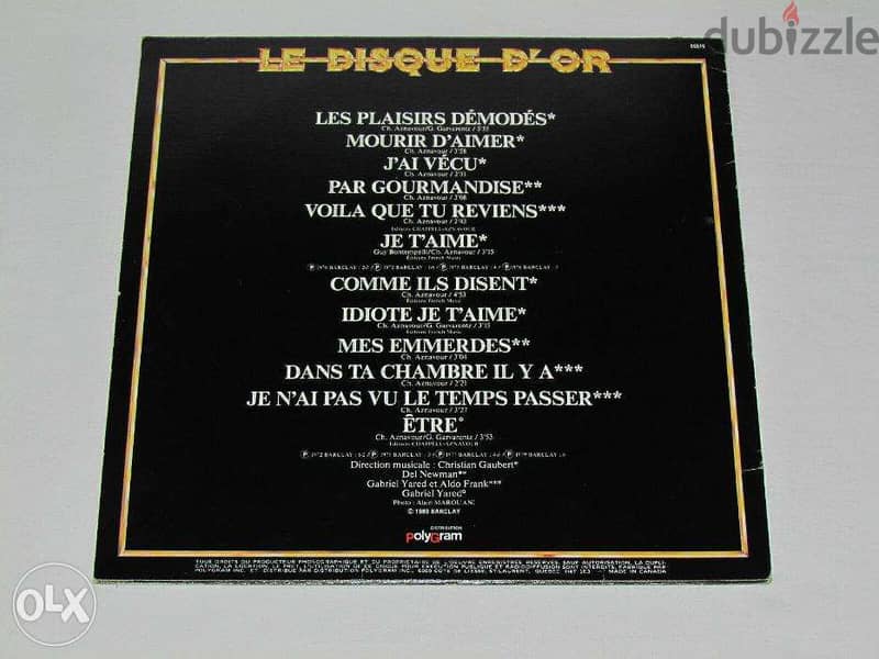 charles aznavour disque d'or vinyl barclay 1
