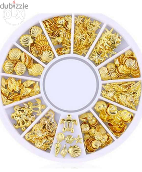 Beautiful gold ocean nails decoration wheel 5$ 5