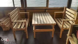 طاولة وكراسي للحديقة wood tables and chairs outdoor